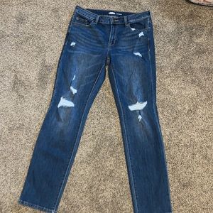 Size 8 Old Navy Distressed Power Straight Jeans